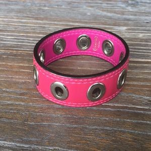 Coach Leather Grommet Bangle Bracelet - Pink
